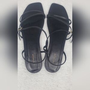 Ann Taylor Priya black leather women sandal Size 9 1/2 M #1